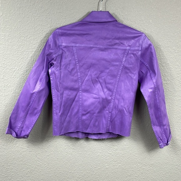 New L’Agence Janelle Jacket Slim Crop Orchid Coated Purple Sz S - Picture 8 of 14